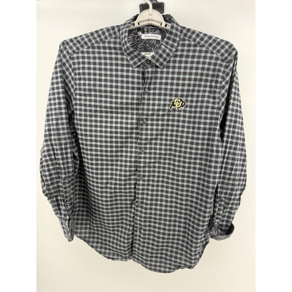 Tommy Bahama Colorado‎ Buffaloes Flip Cuff Button Shirt Men's 2XL Black Plaid